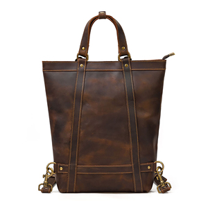 Men's Casual Business Genuine <b>Leather</b> <b>Backpack</b> Zipper Closure Lightweight Large Capacity Waterproof Travel School <b>Laptop</b> Bag - Product Image 3