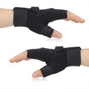 ATTIRELY SPORTS Half Finger <b>Leather</b> Fitness <b>Gloves</b> Breathable Non-Slip Adjustable Hook Loop Wrist Strap Gym Weight Lifting - Product Image 3