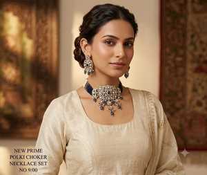 Luxury Multi Color Polki Kundan Pearl <b>Choker</b> Necklace Set with American Diamond Antique <b>Silver</b> Bridal Wedding Party Wear Jewelry - Product Image 2