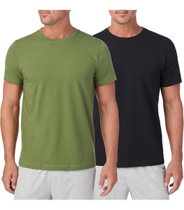 T-shirt uni à col en V et manches courtes pour homme 2025/2026 en tissu non tissé 100 % coton doux, respirant, séchage rapide, décontracté, coupe classique, vierge - Product Image 1