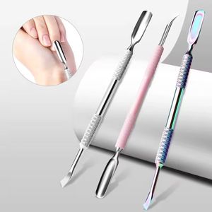 Dual Head Stainless Steel Nail Cuticle Pusher <b>Set</b> Reusable Manicure <b>Tool</b> <b>Pink</b> Handle 6Pcs - Product Image 4