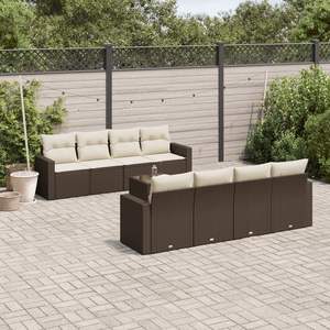 Conjunto de Sofás de Jardín de Mimbre Sintético Marrón Resistente a los Rayos UV, Muebles de Jardín para Exteriores - Product Image 1