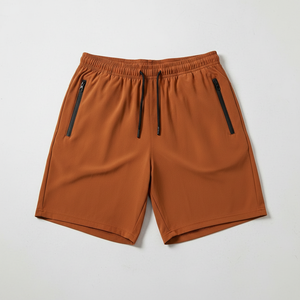 Men Stretch Fitness <b>Shorts</b> <b>4</b> Way Stretch Polyester Spandex Zipper Pockets Breathable Gym Workout <b>Shorts</b> - Product Image 4