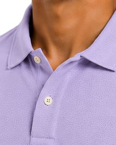 Light Purple Men Polo Shirt Short Sleeve Cotton Pique Fabric Casual Jacquard Pattern Turn <b>Down</b> Collar Luxury Summer Customized - Product Image 4