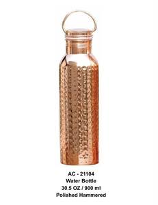 Botella de Cobre Puro Grabada a Mano con Cuerpo Curvo Liso para una Bebida Saludable - Product Image 6