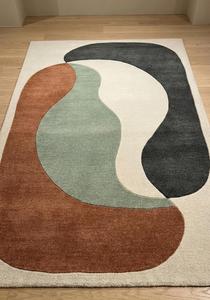 Tapis de luxe beige en laine tuftée à la main, couleur unie, avec bordure marron foncé, tapis moderne pour la décoration du salon et de la chambre - Product Image 4