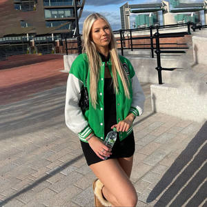 Women Fleece Reversible Winter Varsity Jacket Bulk Wholesale OEM Custom Private Label Supplier High Quality Varsity Jacket Women - Product Image 1