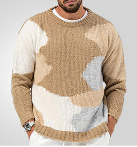 Pull en maille Argyle pour homme, col en V, manches longues, pull d'hiver chaud, doux, respirant, anti-boulochage, pull classique, logo personnalisé - Product Image 4