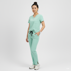 Conjunto de Uniforme Médico Unisex con Blusa de Cuello en V, Pantalones Tipo Jogger con Bolsillos, Tela Tejida, Logotipo Personalizado, Fabricante de Uniformes de Enfermería - Product Image 2