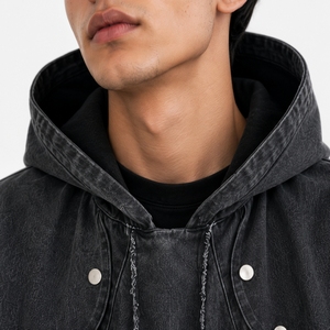 Sweat à capuche zippé oversize en molleton épais pour homme, style streetwear vintage, avec logo personnalisé, coupe ample et design vieilli - Product Image 4