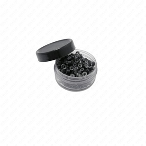 Black <b>Silicone</b> Lined 5mm Micro Link <b>Beads</b> Hair Extension Rings 200PCS Wholesale OEM Supply - Product Image 2