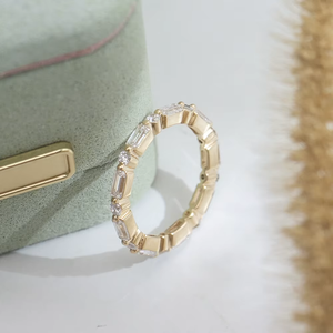 Women's White Gold Diamond Ring Baguette Cut Classic Engagement Style G Color lab grown Stone - Product Image 5