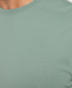 T-shirt léger à col rond, couleur unie, manches courtes, coupe classique, 100% coton, tee-shirt basique pour homme, vert clair, faible MOQ, 160 g - Product Image 4