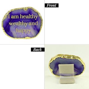 Crystal Stone <b>Agate</b> I Am Healthy Symbol Slice <b>Coaster</b> for Home Decor Office Desk Car Dashboard Decoration - Product Image 4