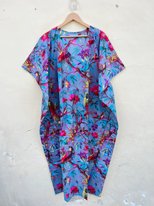 Vestido Kaftán Informal de Verano con Estampado Floral Tropical de Naaz Textile, Vestido sin Mangas de Algodón Digital para Mujer, Playa, Islas del Pacífico Asiático - Product Image 3