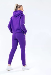 Women Solid Color Hooded <b>Tracksuit</b> Set Full Sleeve Crop Top With Drawstring Pants Casual Autumn Wear - Product Image 4