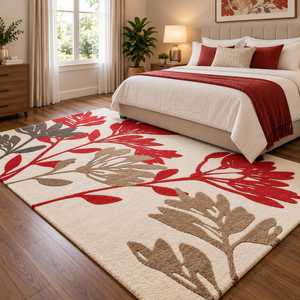Premium <b>Hand</b> <b>Tufted</b> Wool Floral Area <b>Rug</b> 10mm Pile, Handmade Modern Luxury Botanical Designer Carpet for Living Room Bedroom Ho - Product Image 2