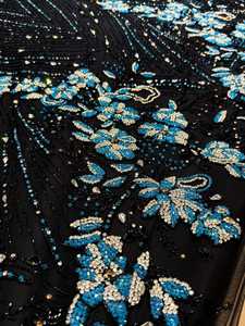 ผ้าลูกไม้หรูหราประดับด้วยงานปักลูกปัดอย่างหนัก สำหรับชุดเจ้าสาว ชุดราตรี เสื้อผ้าดีไซเนอร์ และงานแฟชั่นพิเศษ - Product Image 3