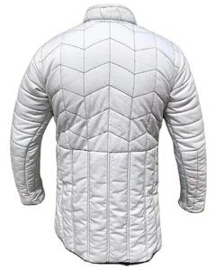 Handmade High Quality Medieval <b>White</b> Gambeson Long Length Full Sleeve Cotton Leather Straps Padded Aketon Jacket Christmas Party - Product Image 4