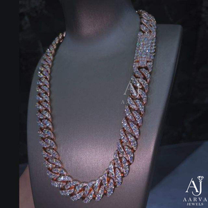 Collar de Cadena Cubana Chapado en Oro Rosa de Plata 925 con Colgante de Moissanita VVS, Joyería Hip Hop Unisex para Fiestas y Bodas - Product Image 2