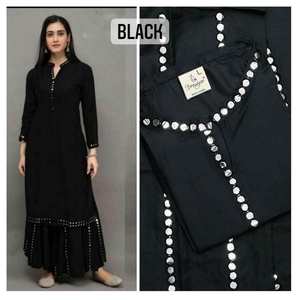 RAYON TENDENCIA CON ESPEJO TRABAJO KURTI CON PALAZZO NEGRO - Product Image 1