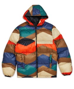 Men's Color Blocking Hooded Puffer Jacket Windproof <b>Thick</b> Polyester <b>Winter</b> <b>Coat</b> Casual Style with Zipper Closure - Product Image 5