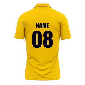 Jersey Kriket Hitam Pria Dengan Nomor 08 Kuning Dan Cetakan Nama Di Belakang, Bahan Polyester Sublimasi, Bernapas, Lengan Pendek, Dewasa - Product Image 5