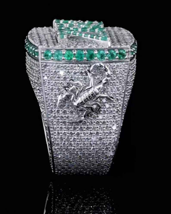 Luxury Moissanite Custom <b>Initial</b> <b>Ring</b> 925 Silver Green Letter Design Iced Out Hip Hop Statement Jewelry Gift for Men Women Elite - Product Image 3