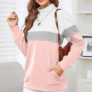 Hot Selling Women Winter Fleece Sweatshirt 100% Cotton Full Sleeves Comfortable Custom Logo Printing Mock Neck Turtle Neck - Product Image 3