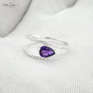 7X5MM Pear Cut Amethyst Gemstone Wedding <b>Ring</b> 925 Sterling Silver Cubic Zircon Stone Engagement <b>Ring</b> Fashion Jewelry for Women - Product Image 2