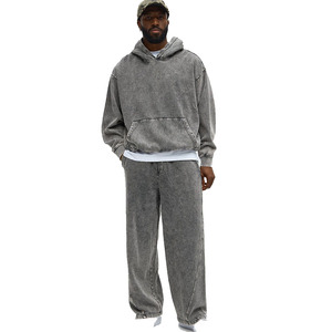 Ensemble sweat à capuche et pantalon de jogging vintage délavé à l'acide, en molleton épais de qualité supérieure, deux pièces, personnalisable, unisexe, vierge, pour le sport - Product Image 1