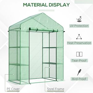 Serre de jardin autoportante 56'' x 29'' x 77'' avec 3 étagères, porte enroulable et bâche en PE - Product Image 2