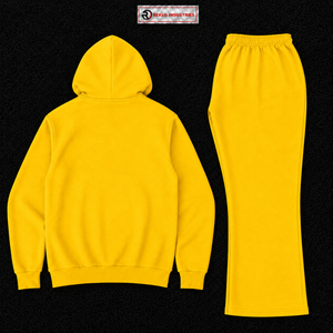 Conjunto Deportivo Amarillo con Capucha para Hombre, Sudadera y Pantalones de Algodón, Color Sólido, Estampado Frontal, Transpirable, Ropa de Otoño, Estilo Urbano Personalizado - Product Image 6
