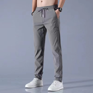 Ice Silk <b>Elastic</b> Casual Pants for Men's Summer Thin Work Trend Loose Straight Breathable Sweatpants Sports Pants Men's Trousers - Product Image 3