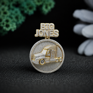 Custom Truck Driver Engagement Wedding VVS Moissanite Semi Truck Necklace 925 Sterling Silver Rose Gold Plated Iced Big Rig - Product Image 2