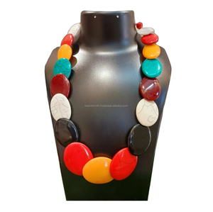 Collier de mélange multicolore de style vintage de conception supérieure punk évider grands colliers de chaîne à maillons ronds et longs en résine - Product Image 1