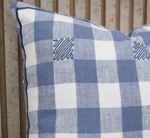 <b>Blue</b> Linen Luxury Handmade Embroidered Anti-Bacteria Washable Customizable Cushion Cover <b>Throw</b> Pillow Case Home Decor - Product Image 6