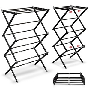 Expandable Heavy Duty Space Saving Ladder Shelf Drying <b>Rack</b> Pre-Assembled Asian Style Metal for Desktop Indoor Use - Product Image 1