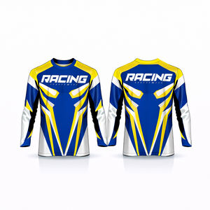 Maillot de Motocross Personnalisé 2026 pour Hommes Bleu Jaune – Chemise de Moto Tout-Terrain à Manches Longues pour Enduro et VTT - Product Image 1