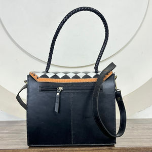 กระเป๋าหนังลายตารางหมากรุกความจุขนาดใหญ่สำหรับผู้หญิงกระเป๋าแฟชั่นสะพายข้างหนังวัวแท้ใหม่ - Product Image 5