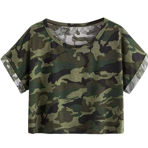 T-shirts courts en coton pour femmes, style streetwear, à manches courtes, respirants, coupe ample, qualité professionnelle, imprimé camouflage - Product Image 1