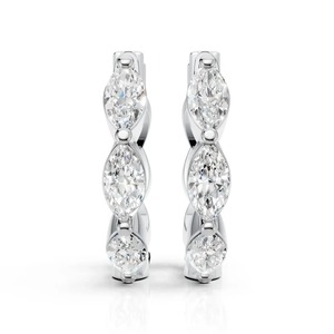 <b>Diamond</b> Statement <b>Earrings</b> in 14K White Gold Bold Men's Fine Jewelry Piece Featuring Alternating Prong-Set Marquise-Cut <b>Diamond</b> - Product Image 1