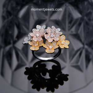 Anillo de Plata de Ley 925 con Flor para Mujer, Estilo Elegante y Dulce, Incrustaciones de Circonio Blanco, Anillo de Dedo con Diseño Floral, Joyería Diaria - Product Image 1