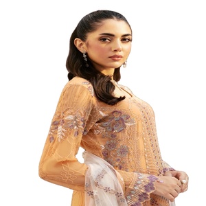 Heavy Embroidered Chiffon Three Piece Punjabi Suits Ramsha Vol V-26 <b>Long</b> Maxi Frock <b>for</b> Party Wear-<b>Eid</b> <b>Dresses</b> <b>for</b> Women - Product Image 1