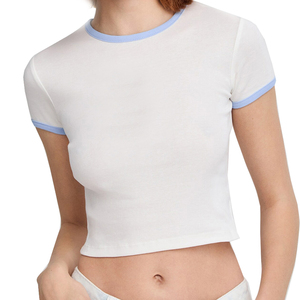 Top Casual de Otoño para Mujer, Cuello Redondo, Manga Corta, Tejido a Cuadros, 100% Algodón, Transpirable, Ecológico, Talla Grande - Product Image 6