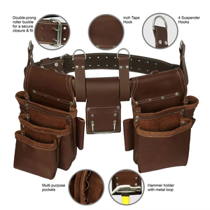 Best Selling Customized Solid Color Genuine Leather Waterproof Electrician Knife-Roll Tool Bags New Arrival OEM Support Your Own - Product Image 2