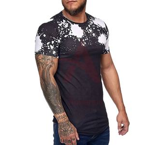 Camiseta con estampado de salpicaduras gráfico personalizado para hombre, ropa deportiva de algodón 100%, mezcla de algodón suave, cuello redondo, ajuste cómodo - Product Image 1