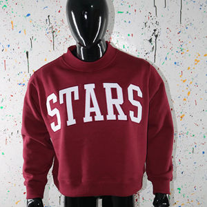 STARS BROWN <b>Mock</b> <b>Neck</b> Sweatshirt 100% Applique Embroidery wide <b>neck</b> Sweatshirt Finer Threads - Product Image 1