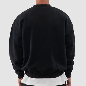 Sweat-shirts pour hommes surdimensionnés à col rond en molleton français épais, doublés 100% coton, à épaules tombantes, brodés, personnalisés, grandes tailles - Product Image 2