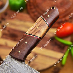 Couteau de Chef Ambidextre en Acier Damas Forgé à la Main, Motif Torsadé Vintage, Lame Droite Robuste pour Hacher la Viande - Product Image 3